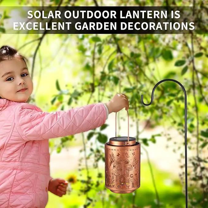 2 Pack Solar Lanterns Outdoor Waterproof Butterfly Garden Decor Gifts for Women Mon Grandma Metal Hanging Solar Lights Decoration for Outside LED Lanterns for Yard Patio Lawn(Mushroom) by GreenHaven Gardens