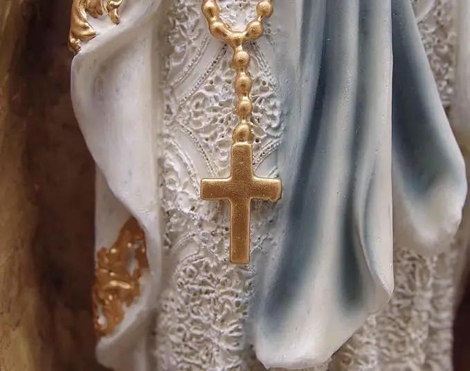 MeritMode Virgin Mary Collectible Figurines - Our Lady of Lourdes in Grotto Design, Handcrafted Resin Religious Gifts Decor for All Faiths, 12.5" H by GreenHaven Gardens