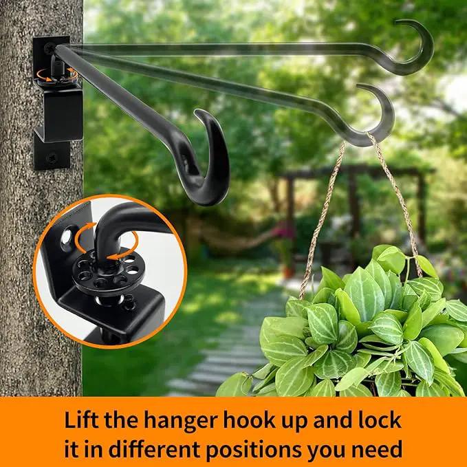 16 inch 2 Pack Swivel Plant Hangers Outdoor Heavy Duty - Black Iron Plant Hanging Hook Bracket for Flowers Baskets Pots Bird Feeder Lanterns Wind Chimes by GreenHaven Gardens