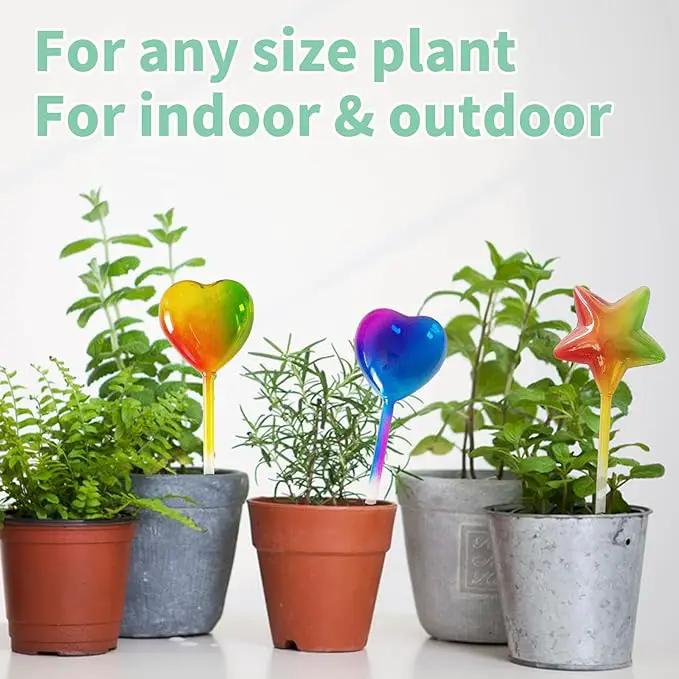 Glass Plant Watering Globes, Flower Watering Globes Self Watering Star Plant Watering Pot, Automatic Multicolored Glass Watering Spray for Everyday Use,3 Pack (A) by GreenHaven Gardens