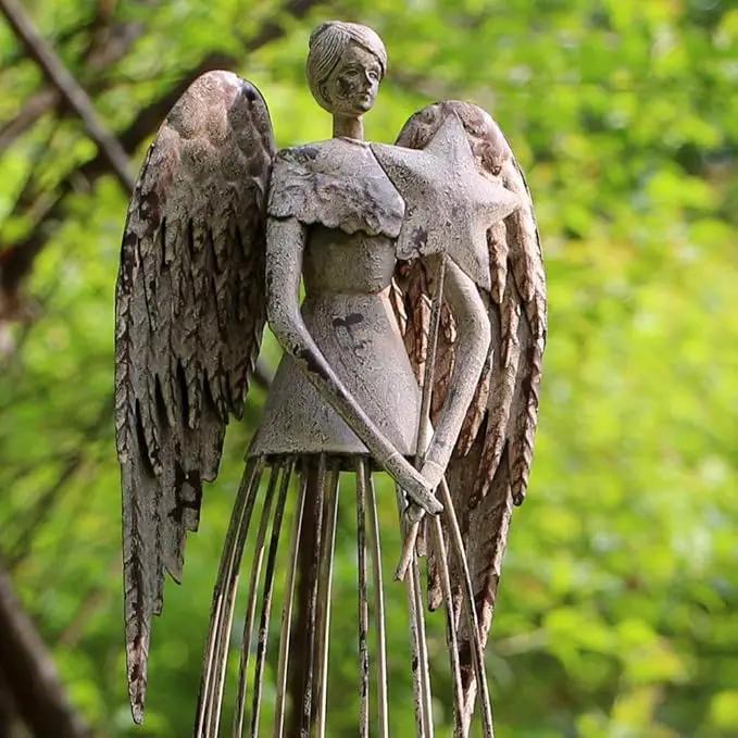 Morning View Metal Angel Statue Decor for Garden Yard Art Outdoor Standing Large Angel Decorations with Star Antique Patio Patio Lawn Holiday Christmas 26 Inches Tall by GreenHaven Gardens