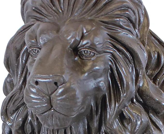 Emsco Group 92210 Guardian Lion Statue – Natural Appearance – Made of Plastic Resin – Lightweight – 28” Height Garden, BRONZE by GreenHaven Gardens