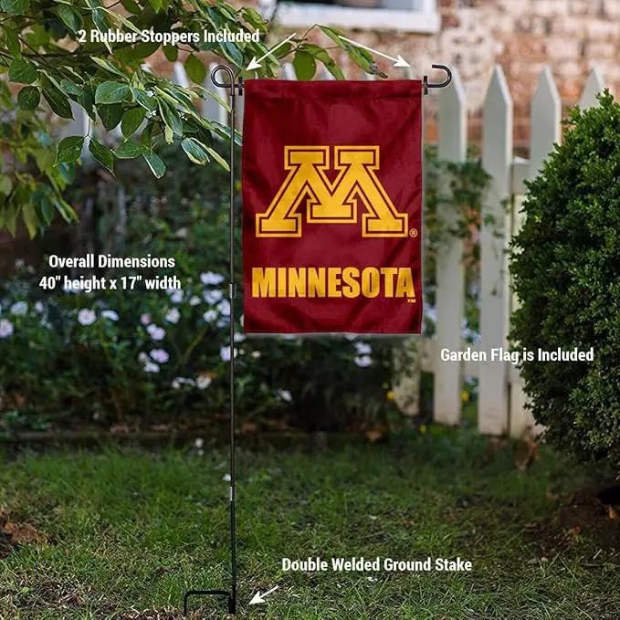 College Flags & Banners Co. Minnesota Gophers Garden Flag with Pole Stand Holder by GreenHaven Gardens