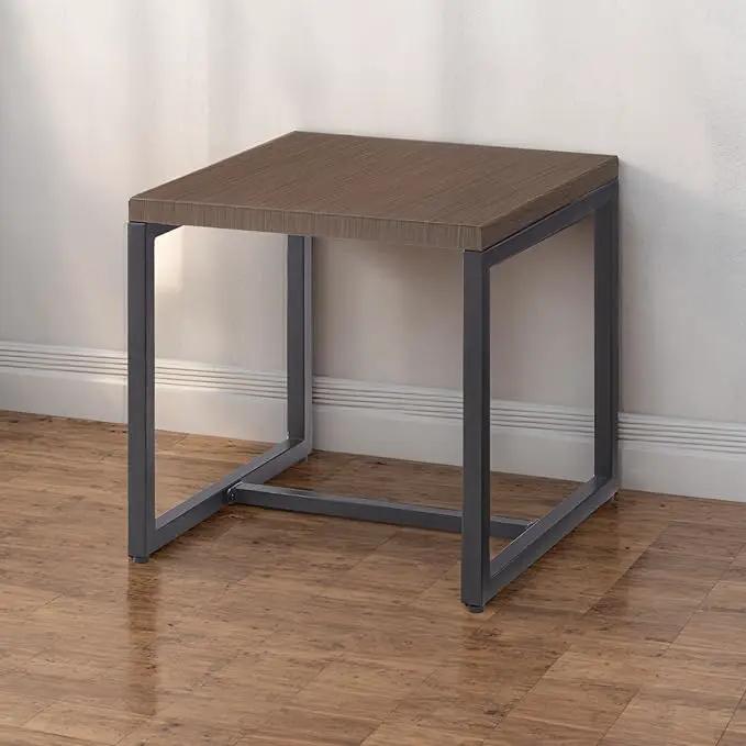 Patio Tables Outdoor Coffee Table - Steel Side Tables End Table for Proch Deck Balcony Garden Squre Brown Tabletop by GreenHaven Gardens
