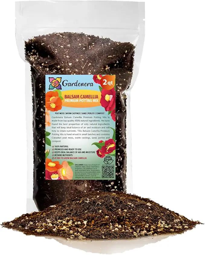 Premium Balsam Camellia Potting Soil Mix - Perfect Balance of Nutrients, Drainage, and Aeration for Thriving Blooms - 2 Quart by GreenHaven Gardens