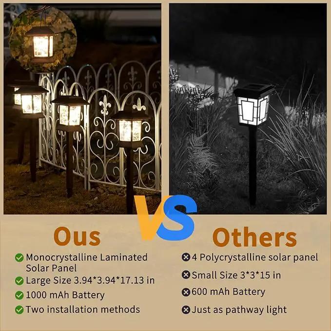 Solar Pathway Lights Outdoor Waterproof IP65, Solar Lights Outdoor with Hook 6PK, Upgraded 1000mAH Battery, Up to 12Hrs, Auto On/Off, Garden Lights Decor for Yard, Driveway, Walkway (LED) by GreenHaven Gardens
