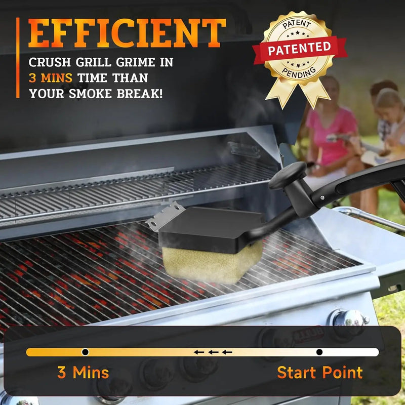 Bristle-Free Pro Grill Brush | Steam Clean Cast Iron & Stainless Grates in 180 Sec | Heavy-Duty Outdoor BBQ Tool for Men - Instant Clean, Black by GreenHaven Gardens