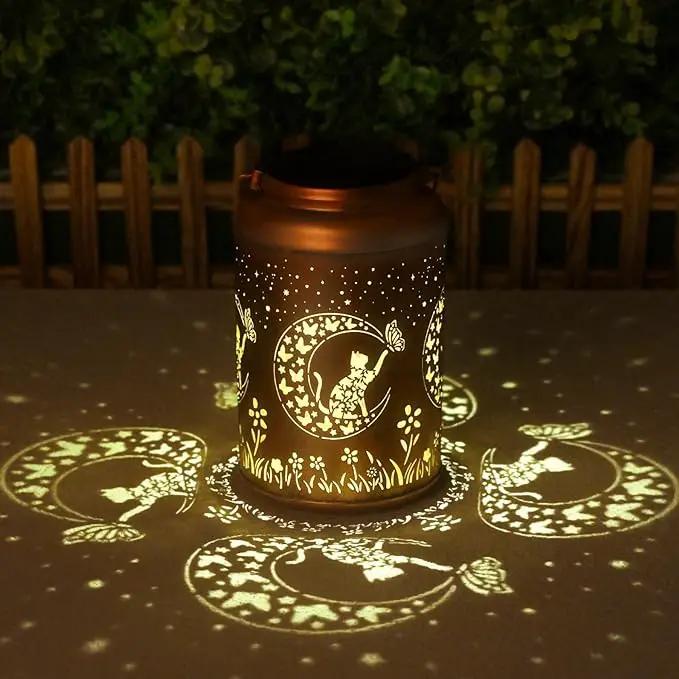 Solar Lanterns Outdoor Waterproof - Cat Garden Decor Birthday Gifts for Women Mom Grandma Hanging Solars Lights Metal Solar Lantern for Outside, Patio, Outdoor, Yard, Backyard, Porch by GreenHaven Gardens