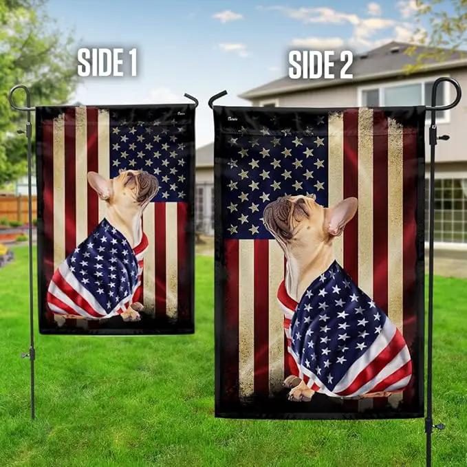 FLAGWIX French Bulldog Flag - Outdoor Dog Decorations, Garden Flag (11.5" x 17.5"), Heavy-duty Canvas American with Dog Garden Decor by GreenHaven Gardens