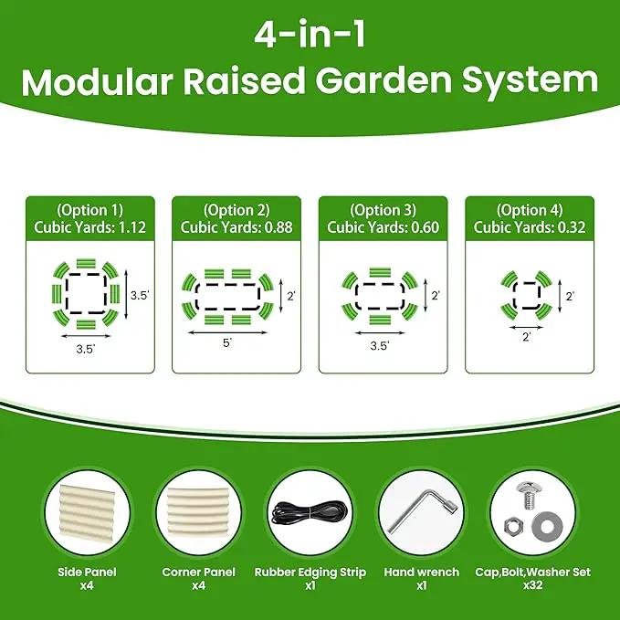 Raised Garden Bed 5x2x1.4 Ft Planter Box Outdoor with Rubber Edge Zinc-Aluminum-Magnesium Stainless Steel Durable Metal Garden Beds Kit for Vegetables, Flowers, Herbs and Succulents, Ivory by GreenHaven Gardens