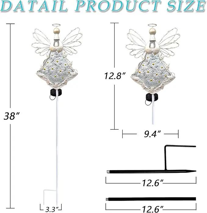 38Inch Angel Solar Lights Outdoor Decorative-Metal&Glass Angel Hydrangea Flower Garden Stake Lawn Light- Waterproof 30 Warm White LED for Remembrance Gifts & Sympathy Gifts(White) by GreenHaven Gardens