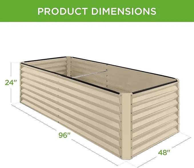 Best Choice Products 8x4x2ft Outdoor Metal Raised Garden Bed, Deep Root Planter Box for Vegetables, Flowers, Herbs, and Succulents w/ 478 Gallon Capacity - Beige by GreenHaven Gardens