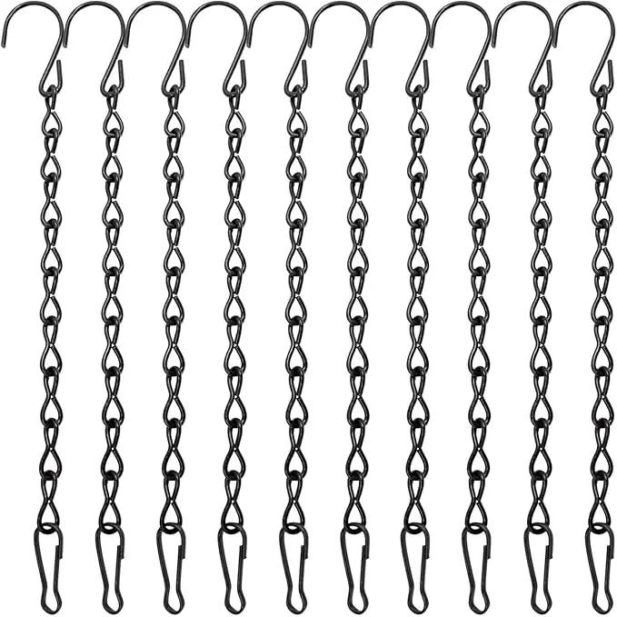 10 Pack 9.5 Inch Black Hanging Chains, Garden Plant Hangers for Hanging Bird Feeders, Billboards, Chalkboards, Basket, Planters, Lanterns, Wind Chimes and Decorative Ornaments Etc by GreenHaven Gardens