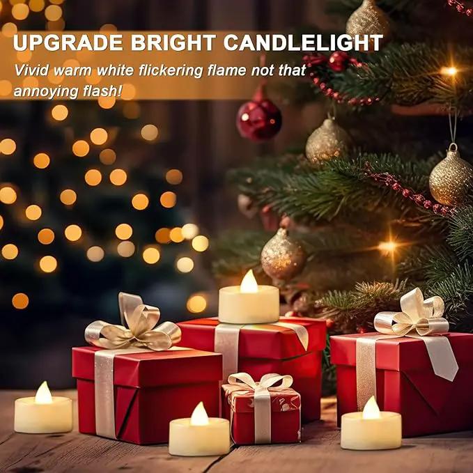 BEICHI Set of 24 Flameless LED Tea Lights Bulk, Electric Tealight Candles, Small Fake Candles Battery Operated, Warm White Flickering Mini Candles for Christmas, Home Decor by GreenHaven Gardens