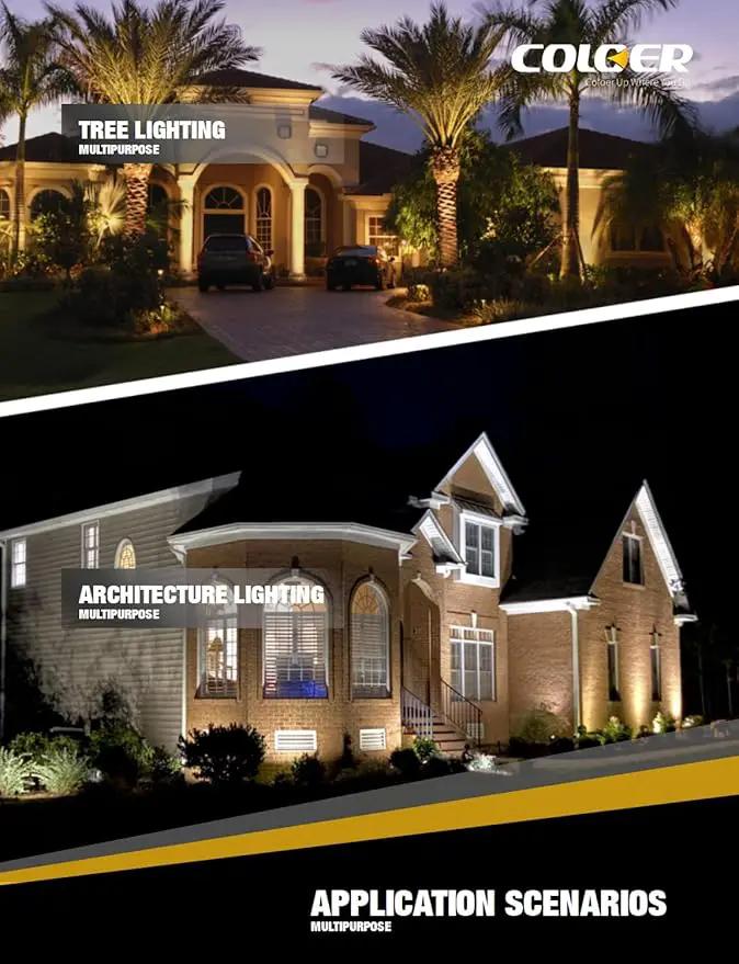 COLOER Die-cast Brass Landscape Spotlight 6-Pack Without Bulb,12V AC/DC Low Voltage Copper Outdoor Lighting with Ground Stake, Directional Garden Patio Spot Up Light (102B Brass Finish) by GreenHaven Gardens