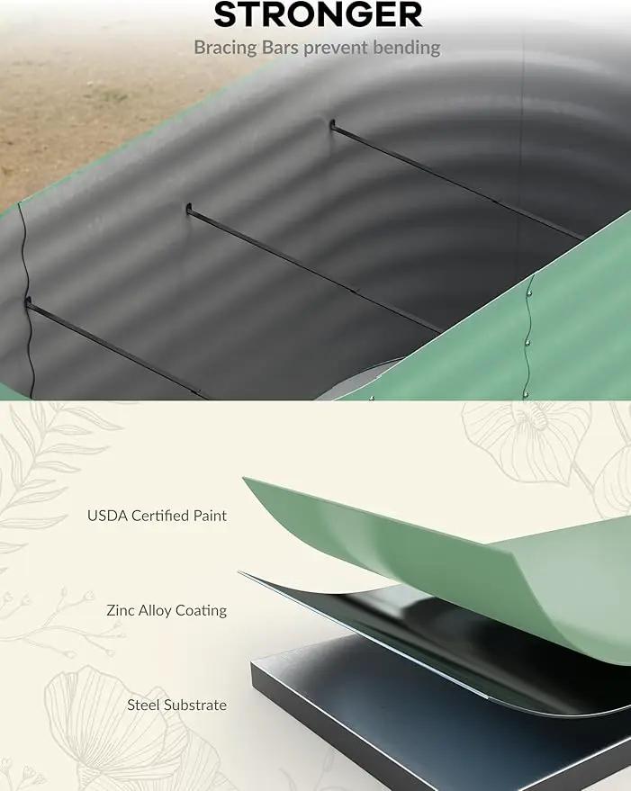 2 Pcs Raised Garden Beds Outdoor 4x2x2ft - Galvanized Steel Planter Box for Vegetables, Flowers, Rust-Resistant Garden Box, Easy Assembly Raised Beds, Durable Planters for Outdoor Plants, Green by GreenHaven Gardens