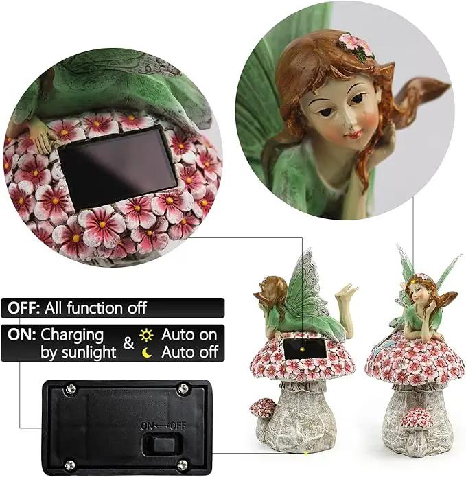 Garden Fairy Decor for Outside, Fairy Garden,Flower Fairy Outdoor Statue,Solar Powered Resin Ornaments,Patio Lawn Yard Porch, Garden Fairy Figurines for Home Garden Gifts,8.66inches Tall by GreenHaven Gardens