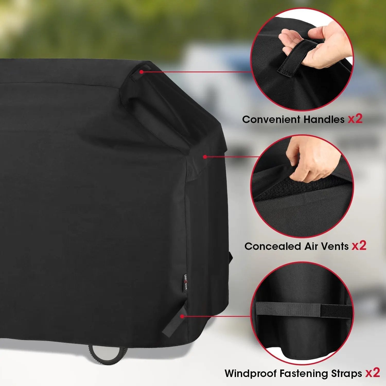 Unicook Heavy Duty Waterproof Barbecue Gas Grill Cover, 65-inch BBQ Cover, Special Fade and UV Resistant Material, Durable and Convenient, Fits Grills of Weber Char-Broil Nexgrill Brinkmann and More by GreenHaven Gardens