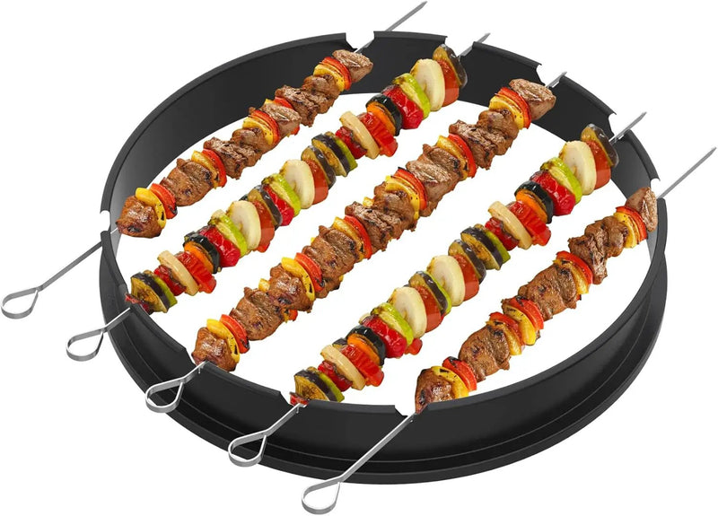 only fire Rotisserie Ring with Kabob Skewer Set for Weber 22 1/2 Inch Kettle and Other Similar Kettle Charcoal Grills by GreenHaven Gardens