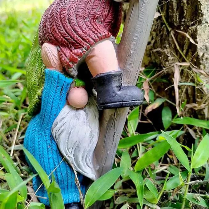 Garden Gnome Statue, Funny Climbing Ladder Gnomes Figurine Resin Sculpture Outdoor Decor for Patio Yard Lawn Porch Ornaments Gift by GreenHaven Gardens