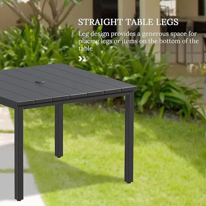 VICLLAX Patio Dining Set for 4, Outdoor Furniture Set Includes 40.2" Square Patio Table and 4 Stackable Patio Sling Chairs, Patio Table and Chairs for Outsides, Black Table and Blue Chairs by GreenHaven Gardens