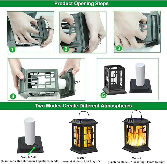 Solar Lanterns Outdoor Waterproof, Hanging Solar Lights for Outside Black Hanging Solar Powered Lantern Decorative for Garden Yard Patio, 2 Pack by GreenHaven Gardens