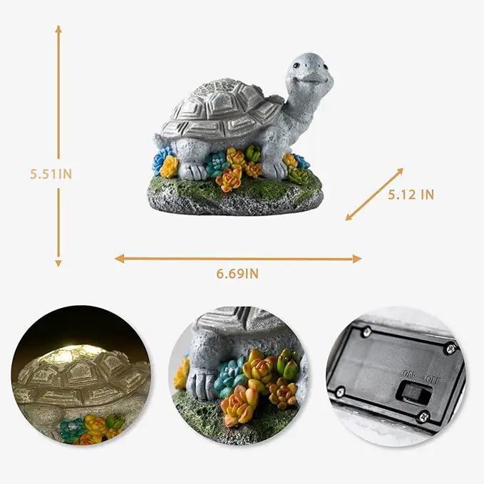 Garden Statue Turtle,Solar Turtles Decor for Outdoor,Resin Tortoise Figurine with Solar Light for Patio,Balcony,Yard,Lawn Ornament,Perfect Garden Gift by GreenHaven Gardens
