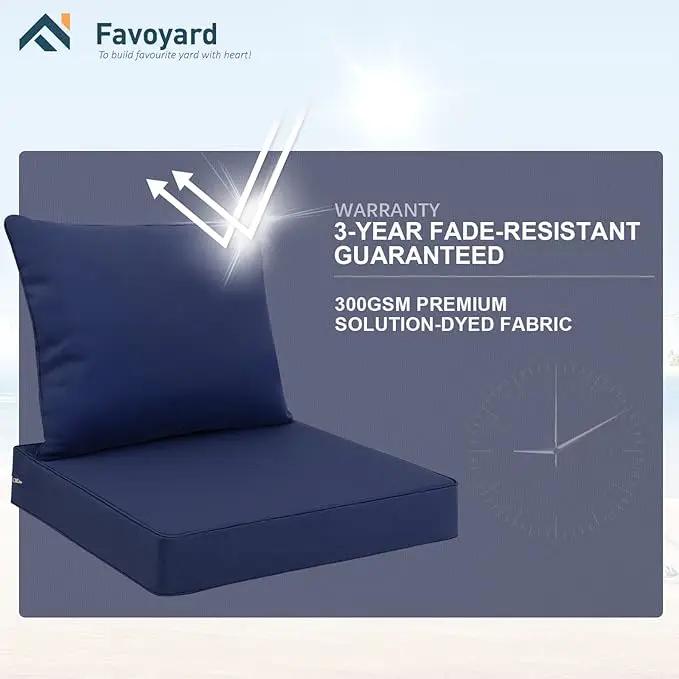 Favoyard Outdoor Seat Cushion Set 24 x 24 Inch Waterproof & Fade Resistant Patio Furniture Cushions with Removable Cover, Handle and Adjustable Straps for Chair Sofa Couch by GreenHaven Gardens