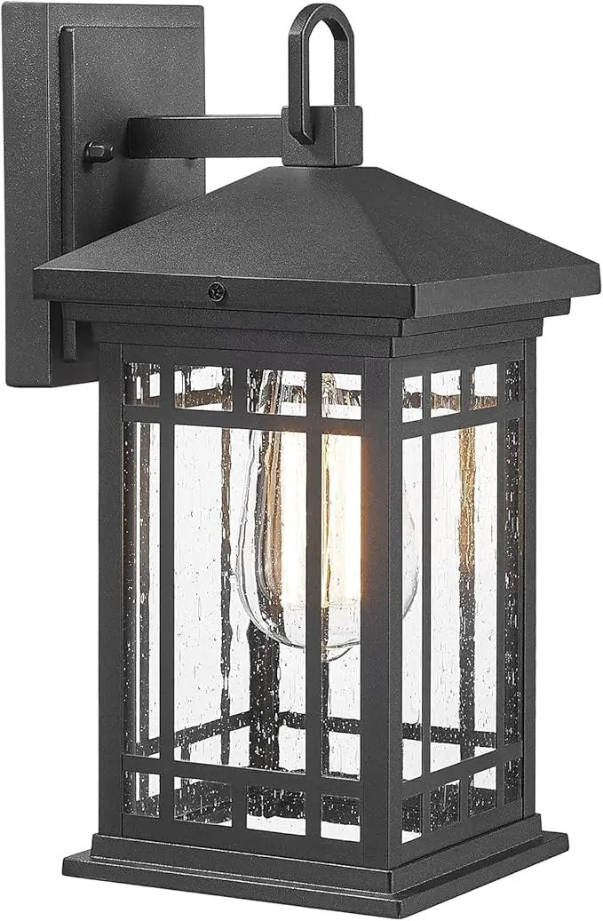 Outdoor Porch Lights Wall Mount, 12.4 Inch Outdoor Wall Lantern With E26 Sockets & Seeded Glass, Classic Exterior Lighting Fixtures, Waterproof Porch Light Fixtures For Garage (Bulbs Not Include) by GreenHaven Gardens