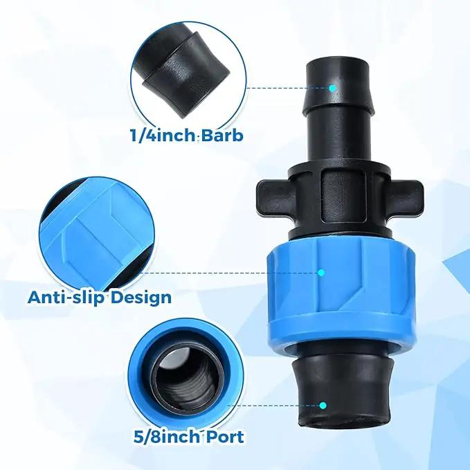 50 Pcs Drip Irrigation Connector, Drip Tape Fittings, Drip Tape Connector Tubing Coupling Barbed Locking Fitting Kit for 5/8" Drip Tape Sprinkler, 1/4" Barb Drip Irrigation Tools by GreenHaven Gardens