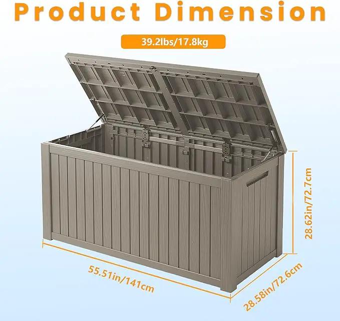 200 Gallon Resin Deck Box, Waterproof Outdoor Storage Bin for Patio Furniture, Pool Accessories, and Garden Tools, Lockable & UV-Resistant, Grey by GreenHaven Gardens
