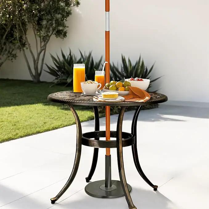 Outvita Patio Side Table, 23.6in Outdoor Round Cast Aluminum Bistro Table with Umbrella Hole and Antique Design for Backyard Porch Pool Balcony Deck Bronze by GreenHaven Gardens