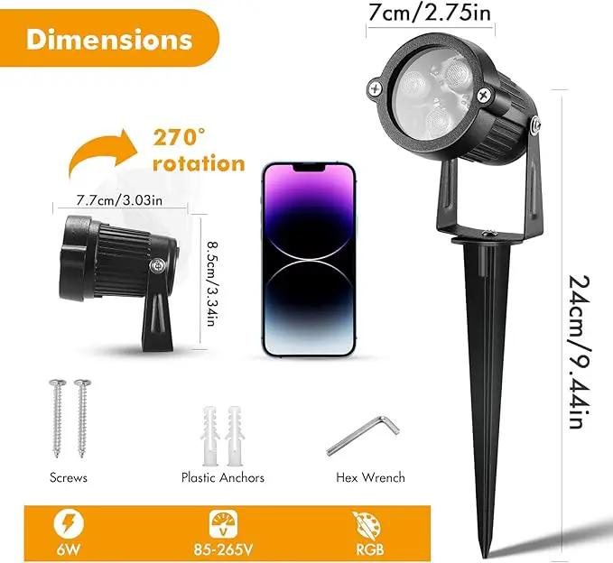 LemonBest Landscape Lighting - 6W RGB Color Changing Halloween Landscape Lights 120V Christmas Outdoor LED Spotlight with Remote Control Waterproof Spot Lights for Yard Garden Patio Driveway (1 Pack) by GreenHaven Gardens