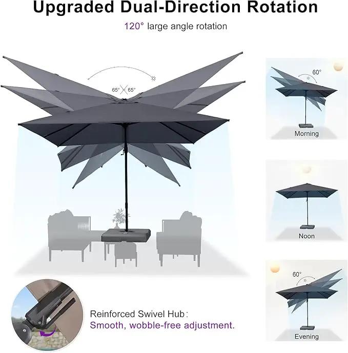 PURPLE LEAF 11.5' X 8' Left-right Tilting Outdoor Patio Umbrella Swivel Offset Cantilever Heavy Duty Rectangle Aluminum Umbrella with UV Resistant for Deck Pool Patio Backyard, Graphite Grey by GreenHaven Gardens