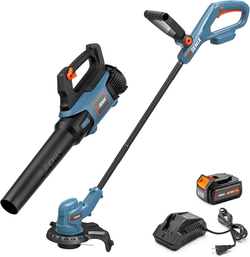 SENIX X2 20 Volt Max* 2-Piece Cordless Power Tool Combo Kit with Battery Powered 10-Inch String Trimmer and Variable Speed Leaf Blower, Includes 4.0 Ah Battery & Charger (S2K2B1-03) by GreenHaven Gardens