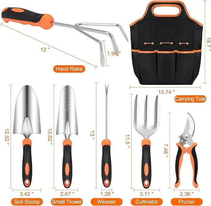 Gardening Tool Set, CHRYZTAL Stainless Steel Heavy Duty Gardening Tool Set, with Non-Slip Rubber Grip, Storage Tote Bag, Outdoor Hand Tools, Ideal Gardening Gifts for Women by GreenHaven Gardens