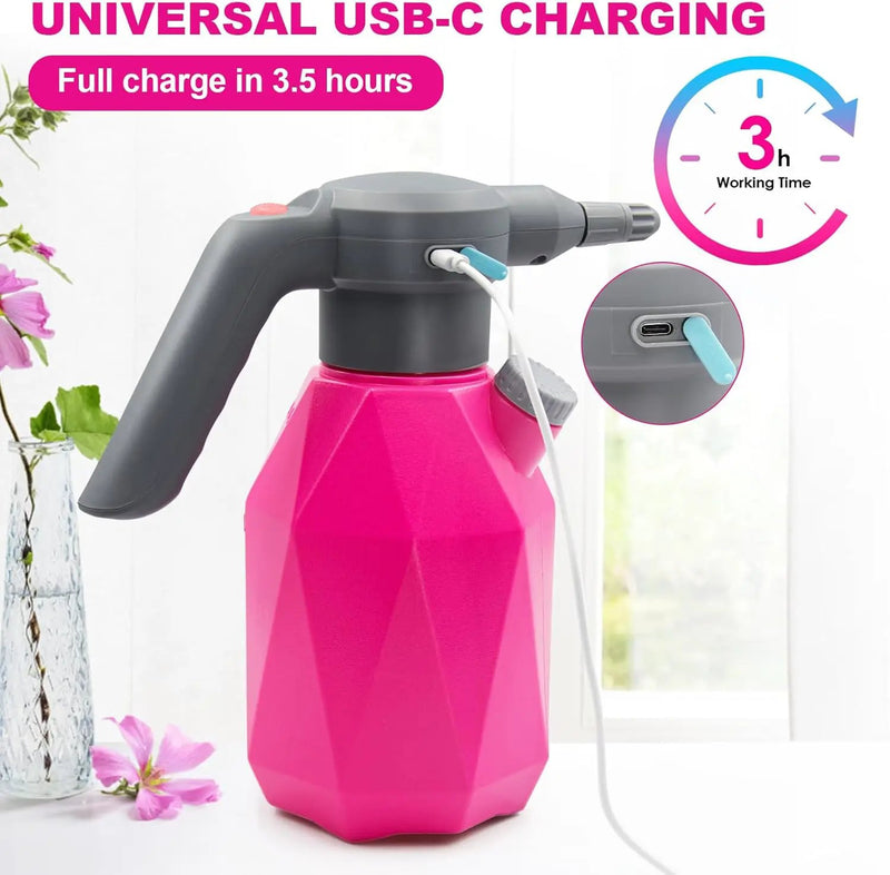 0.5 Gallon Electric Spray Bottle Plant Mister for Indoor/Outdoor Plants, 2L Automatic Watering Can Rechargeable Battery Powered Sprayer with Adjustable Spout for Garden, Fertilizing, Cleaning by GreenHaven Gardens