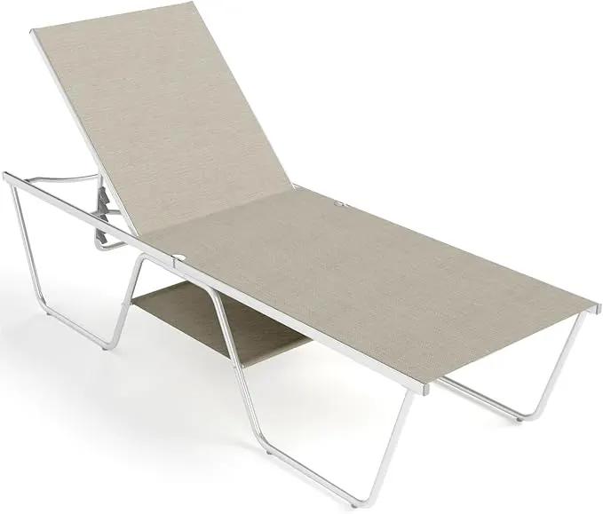 MFSTUDIO Outdoor Chaise Lounge Chair, Patio Recliner Lounge Chair with 5 Adjustable Positions, Patio Pool Tanning Lounger Chair, Textilene, All Weather Use by GreenHaven Gardens