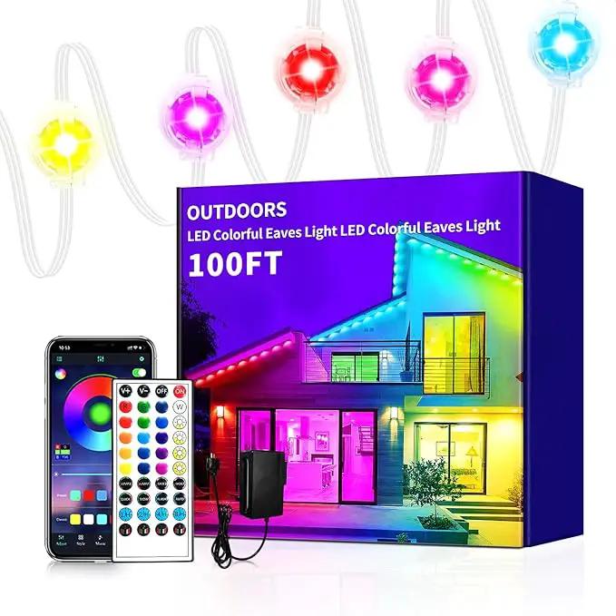 Permanent Outdoor Light,100ft RGB Eave Lights with App Control Remote,IP67 Waterproof LED Lights,Music Sync Outside Light for Christmas,Halloween,Garden,House Decorations by GreenHaven Gardens
