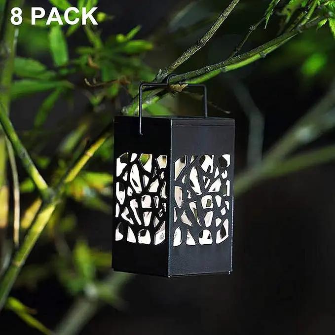 Twinkle Star 8 Pack Outdoor Solar Lanterns Hanging Solar Lights with Handle, Christmas Garden Tree Yard Patio Holiday Decorations by GreenHaven Gardens