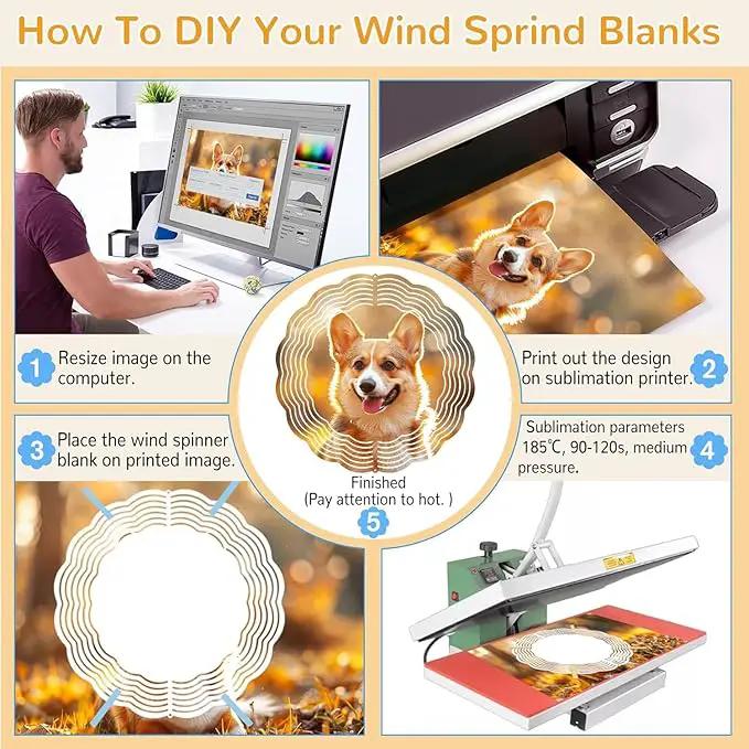 Sublimation Wind Spinner Blanks, 8 Pack 10 Inch 3D Aluminum Metal Hanging Wind Spinner Bulk Sublimation Blanks for Garden Yard Outdoor, Window Porch Decoration for Heat Press Transfer DIY Gift by GreenHaven Gardens