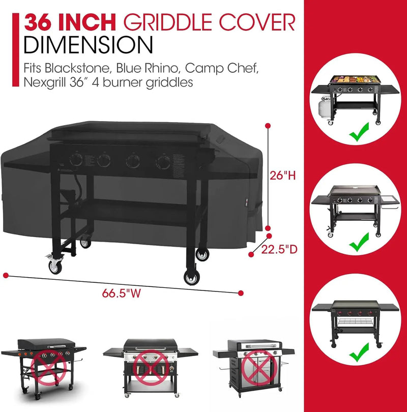 Unicook Griddle Cover for Blackstone 36 Inch Griddle Cooking Station, Waterproof Flat Top Grill Cover with Seam Taping and Support Pole, Heavy Duty Outdoor BBQ Cover for Camp Chef, Nexgrill etc by GreenHaven Gardens