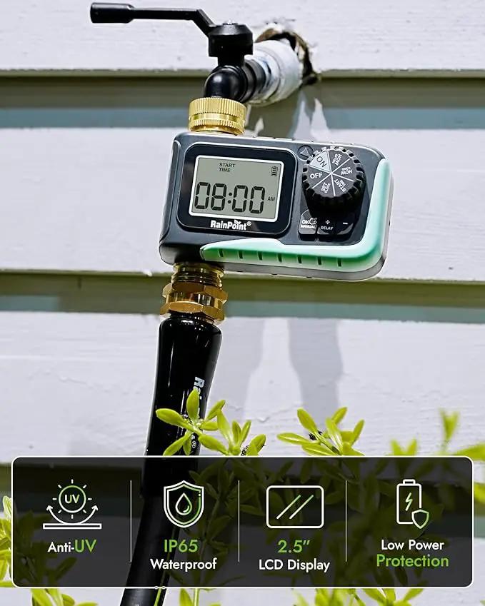 RAINPOINT Sprinkler Timer, 100% Metal Water Pipe Water Timer for Garden Hose, Programmable Hose Controller with Manual Watering/Rain Delay, Automatic Drip Irrigation System for Lawn, 1 Outlet by GreenHaven Gardens