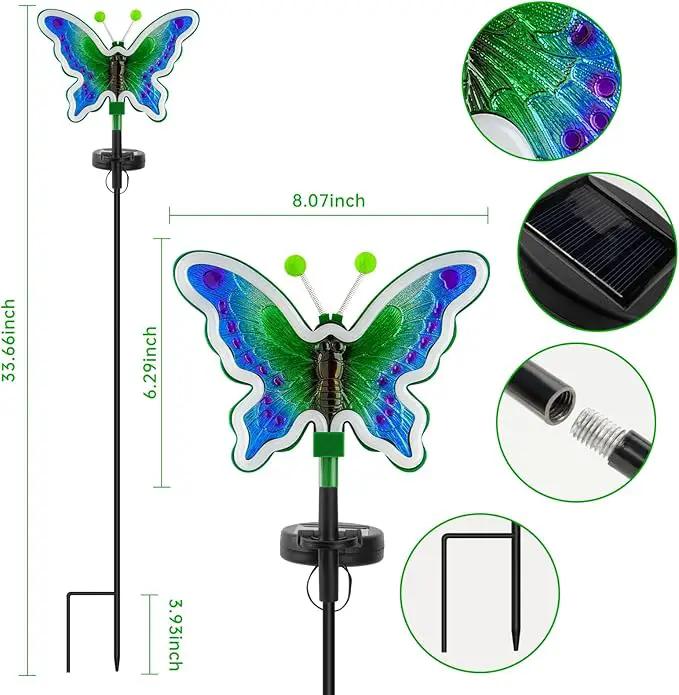 Butterfly Solar Garden Lights, Solar Butterfly Outdoor Lights, Garden Solar Decor for Outside,Solar Neon Lights,Yard Decorations Outdoor (Green,2pack) by GreenHaven Gardens