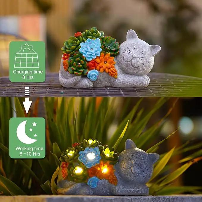 Garden Outdoor Decor Statues: Figurine with Solar Light Decorations Ornaments Patio Art Balcony - Birthday Gifts for mom Grandma Women by GreenHaven Gardens