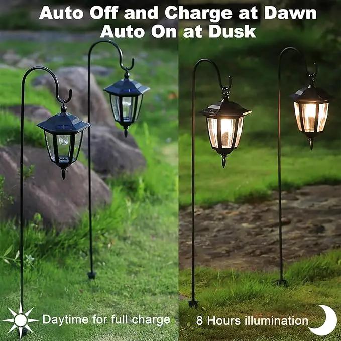 Dynaming 6 Pack Solar Hanging Lights Outdoor, Solar Powered Garden Decorative Lanterns with 6 x 38 Inch Shepherd Hooks, Waterproof Landscape Lighting for Lawn Patio Yard Pathway Driveway, Warm White by GreenHaven Gardens