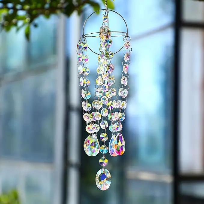 Sun Catchers with Crystals Rainbow Maker Hanging Crystals Prisms Suncatcher for Window - Crystal Chandelier Wind Chimes Sun Catchers Indoor Window Decorations by GreenHaven Gardens