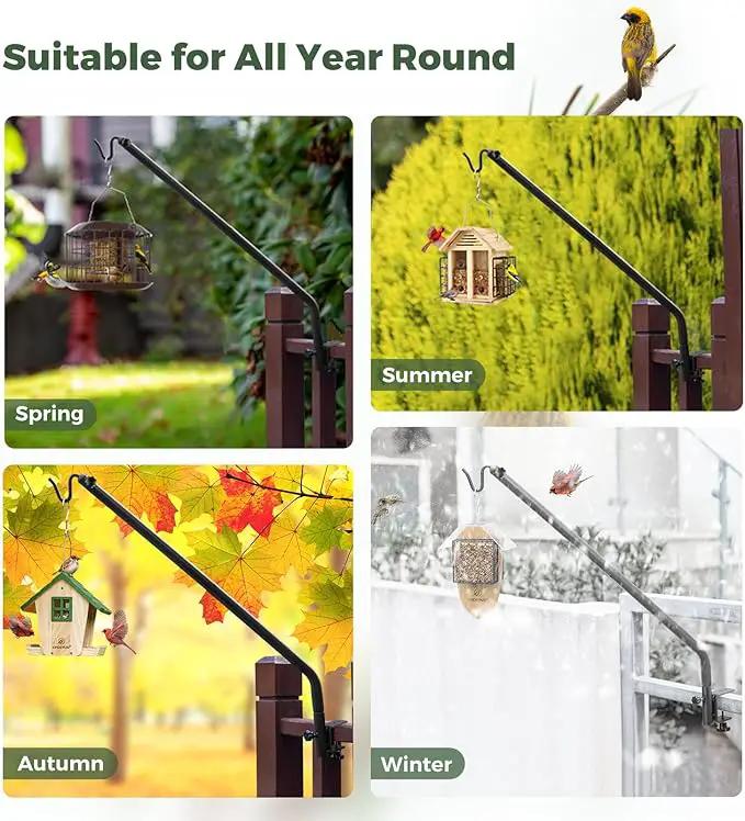 Kingsyard 2 Pack Heavy Duty Deck Hook, 27"-39" Adjustable Metal Deck Railing Hooks for Hanging Bird Feeders, Planters, Suet Baskets, Lanterns, Wind Chimes, Clamp Mounted by GreenHaven Gardens