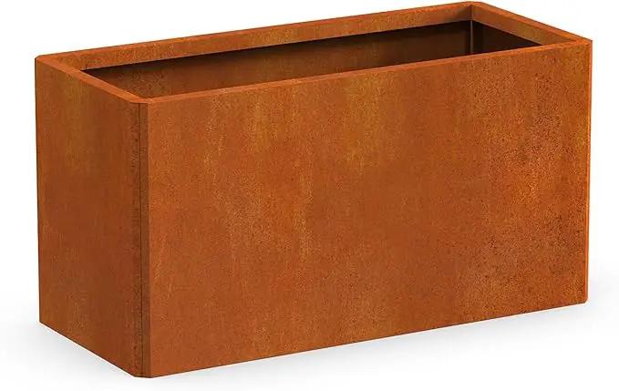 Co rten Steel Planter 36X15X15 inch Large Rectangular Planter Box Rustic Style Flower Box for Porch, Patio, Garden, Commercial Décor, Rusty by GreenHaven Gardens