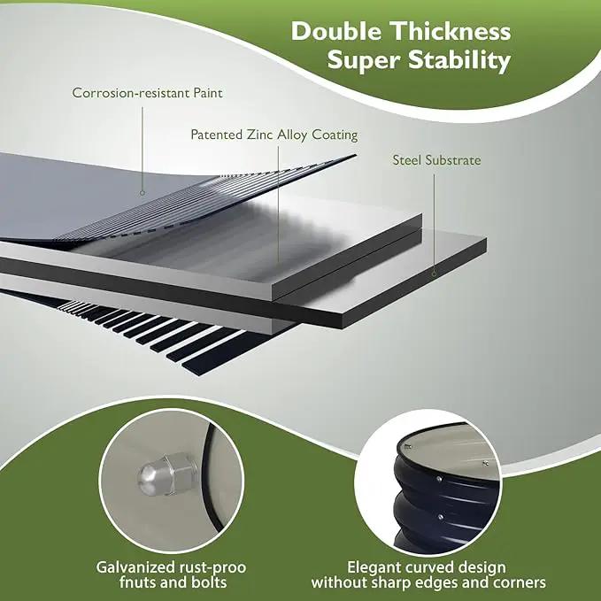 Raised Garden Bed Kit, 6x3x1 ft Galvanized Planter Box Outdoor with Safety Edging, Large Metal Raised Beds for Gardening Vegetables Flower Herb (Navy Blue) by GreenHaven Gardens